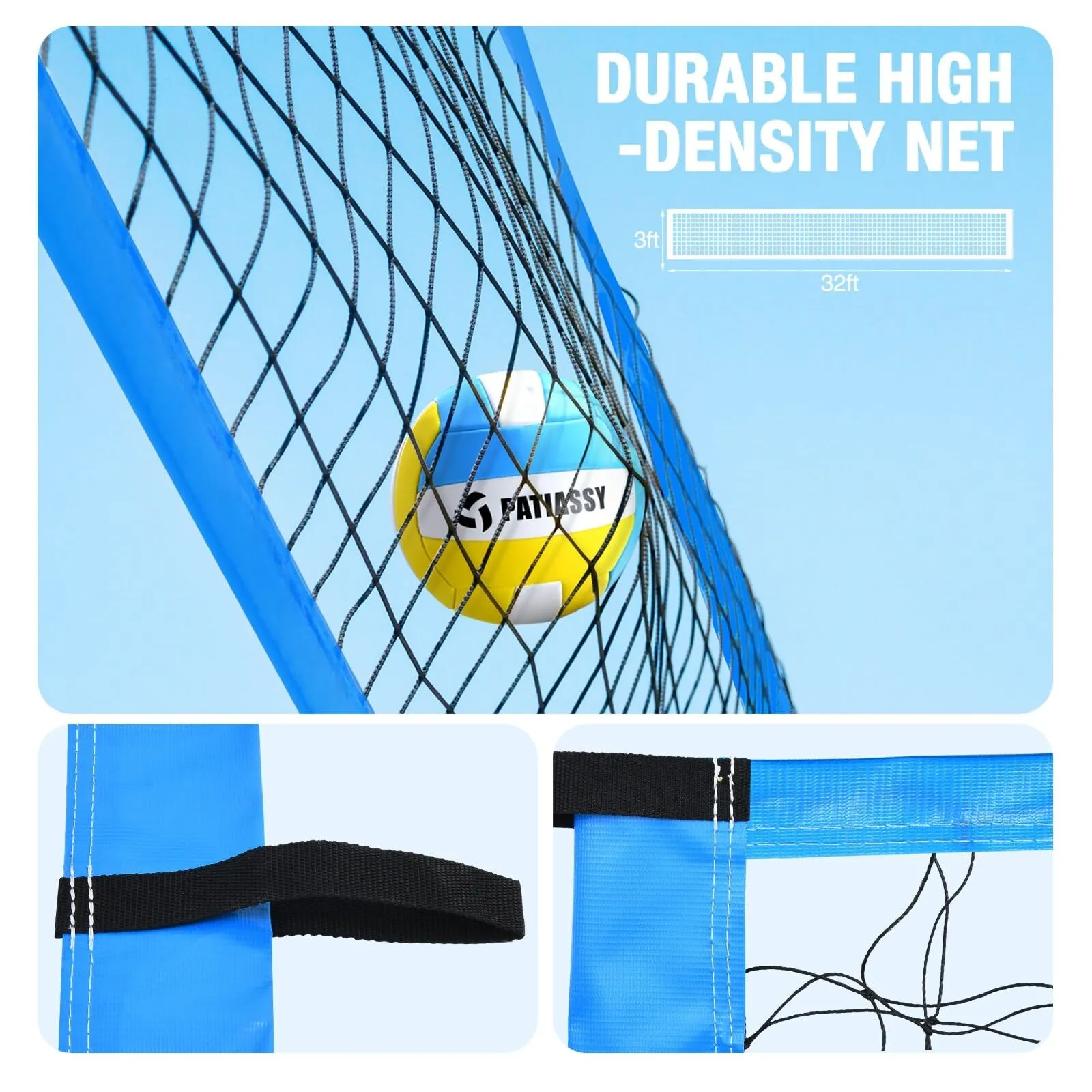 Outdoor Portable Volleyball Net Set System Quick Easy Setup Adjustable
