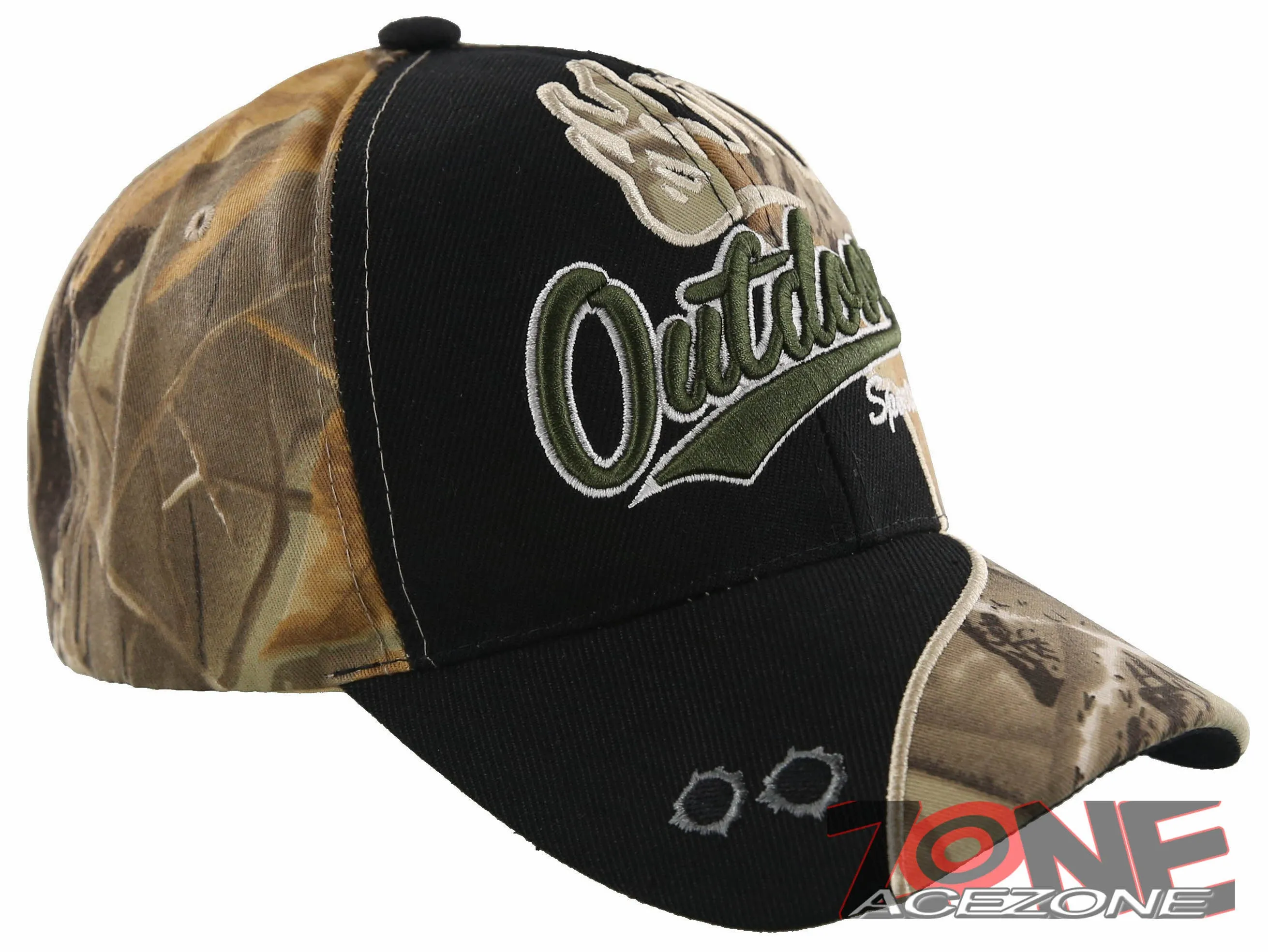 OUTDOOR SPORTS DEER SHADOW HUNTING BALL CAP HAT BLACK SAND FOREST CAMO