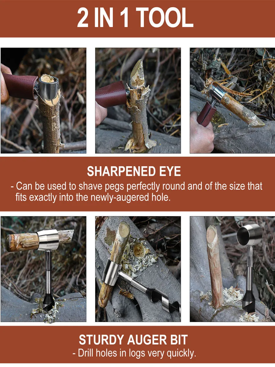 Outdoor Survival Perforated Birch Water Fetching Tool Wood Jacket