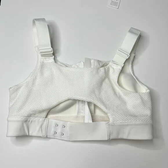 Outdoor Voices White Powerhouse Mesh Zip Front High Impact Sports Bra