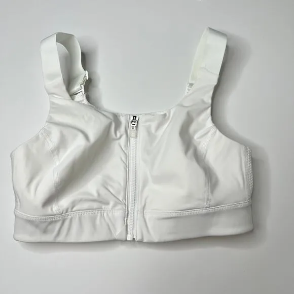 Outdoor Voices White Powerhouse Mesh Zip Front High Impact Sports Bra