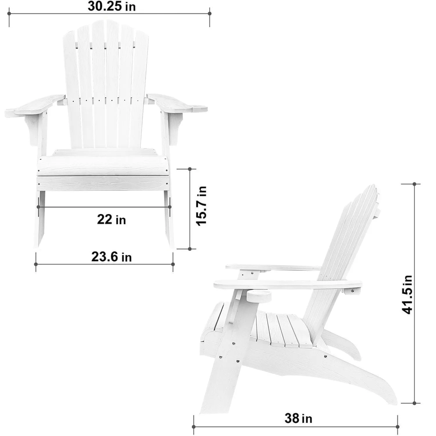 Oversized Adirondack Chair with Cup Holder Made from Weather-Resistant Poly Lumber