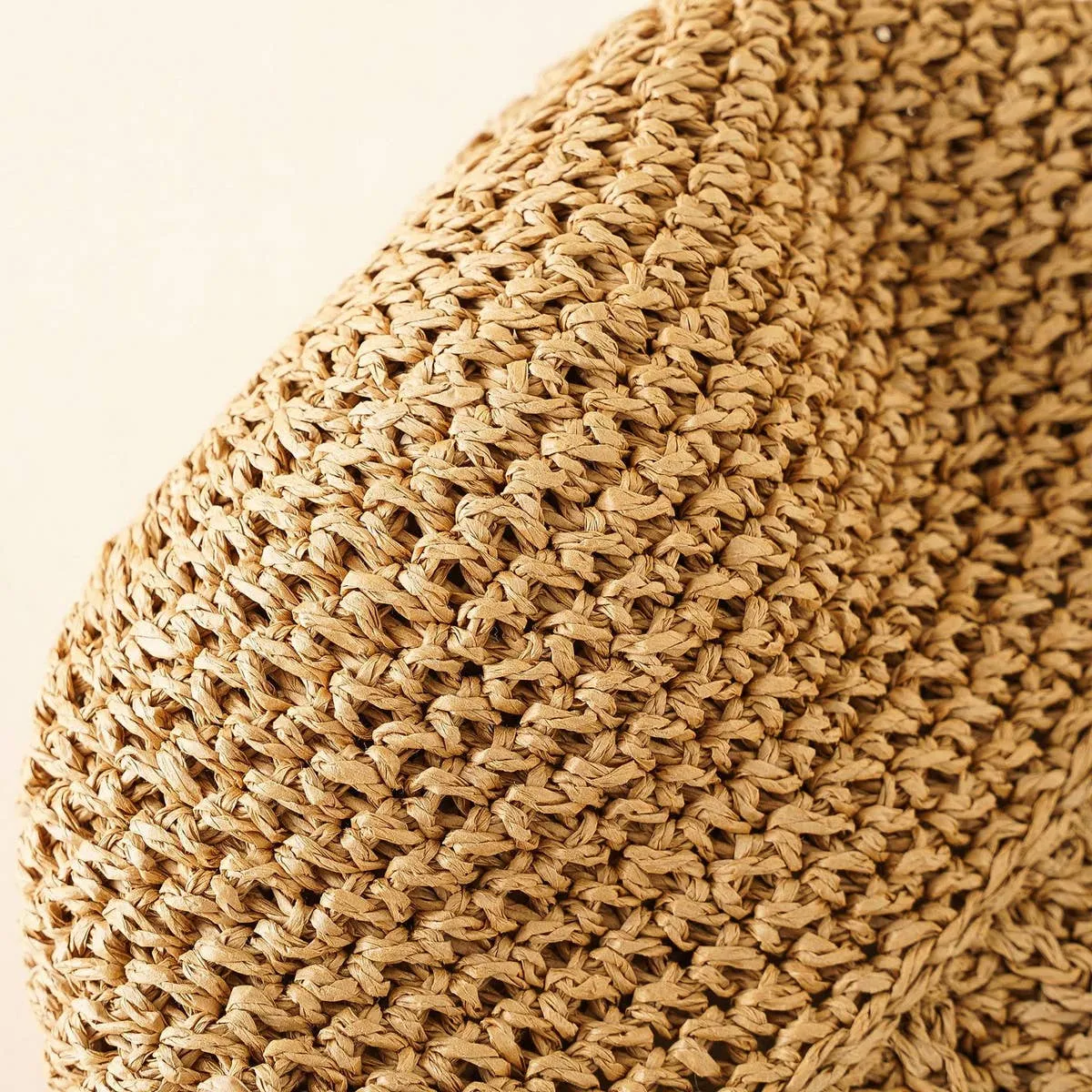 PASTORAL STYLE BEACH STRAW BUCKET HAT_CWAH1416: Beige / (OS) 1