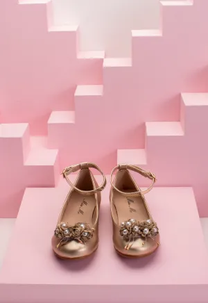 Pearl And Floral Flat Shoes