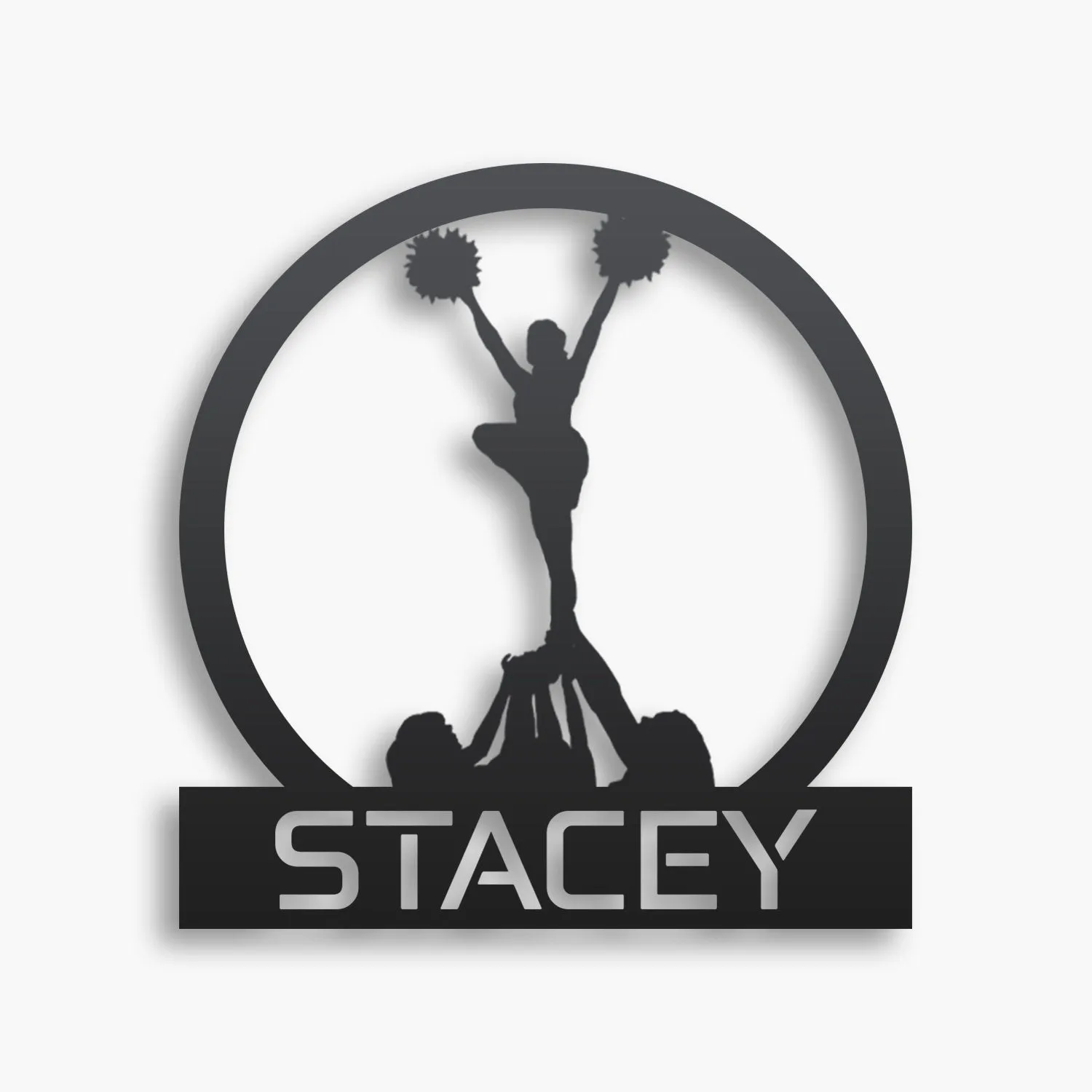 Personalized Round Cheer Metal Wall Art - Custom Name Sports Decor