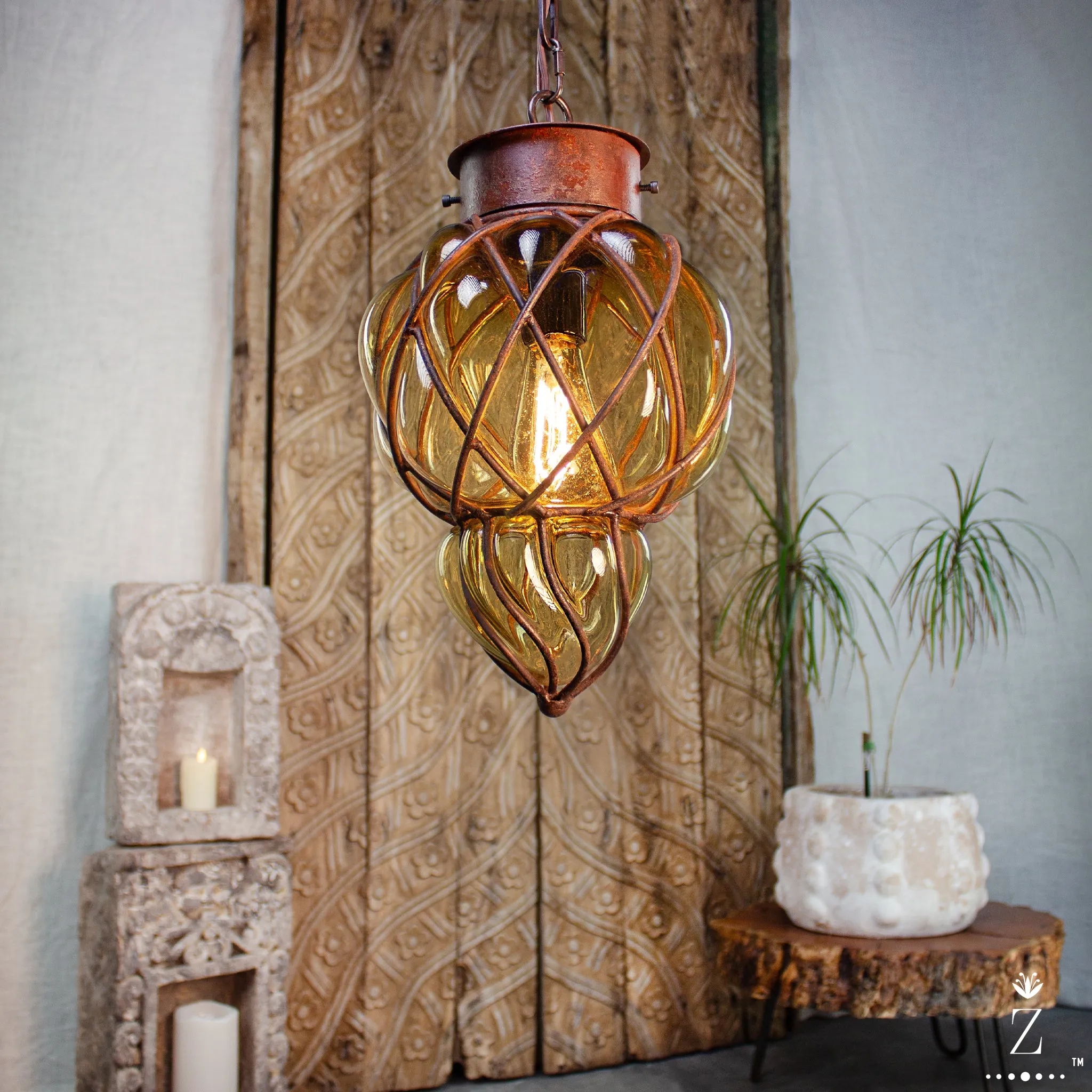 Piña Pendant Light | Small Amber