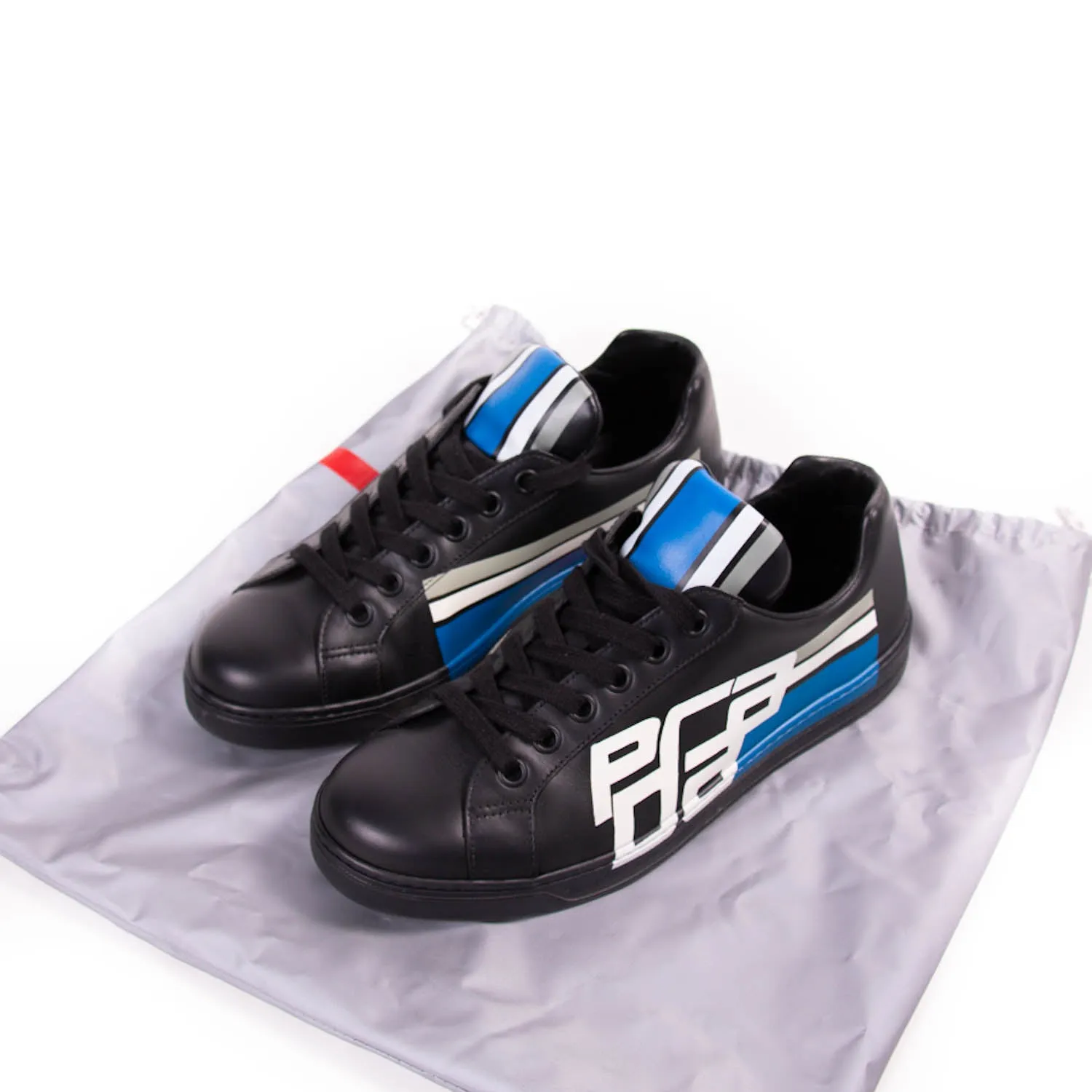 Prada Leather Low-Top Print Sneakers