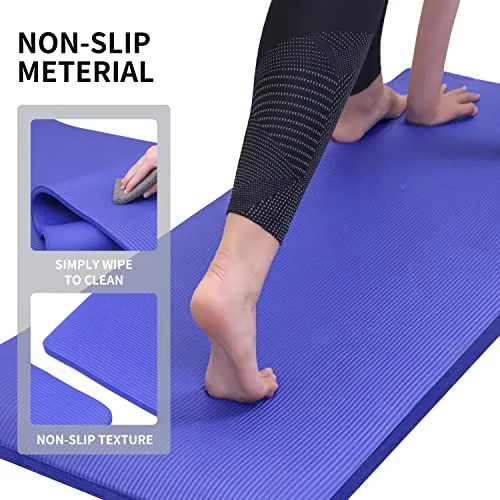 PROIRON Exercise (BLUE)Yoga Mat 15mm Extra Thick, Pilates Mat Non-Slip Gym Fitness Mat for Workout with Carrying Strap -1800mm x 610mm x 15mm