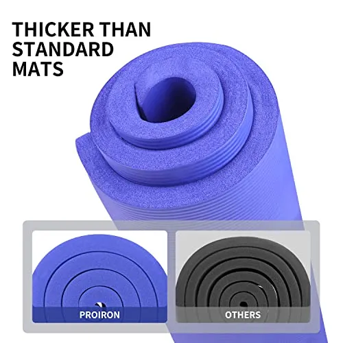 PROIRON Exercise (BLUE)Yoga Mat 15mm Extra Thick, Pilates Mat Non-Slip Gym Fitness Mat for Workout with Carrying Strap -1800mm x 610mm x 15mm
