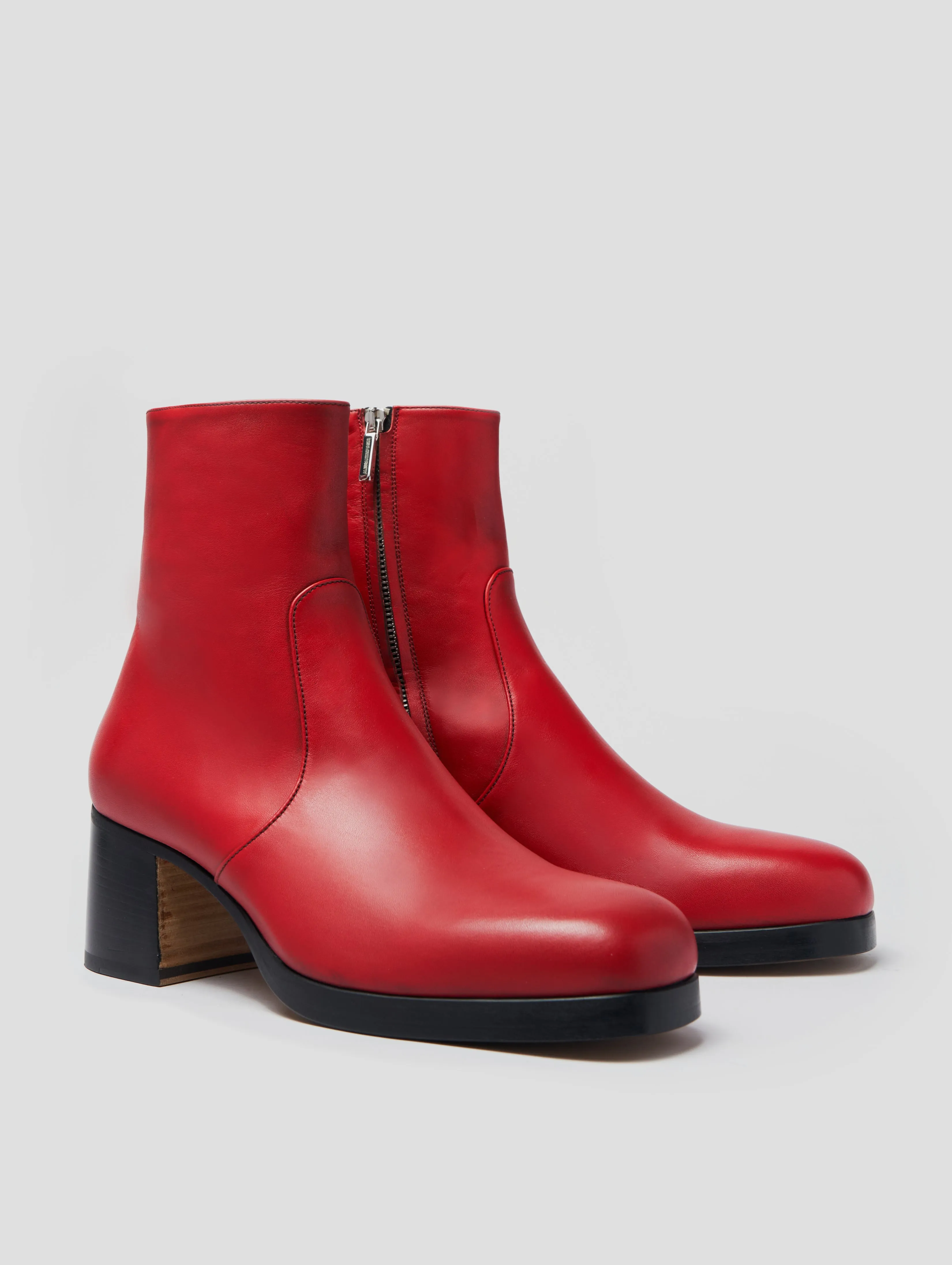 RAOUL 70MM PLATFORM BOOT IN RED CALFSKIN - Woman