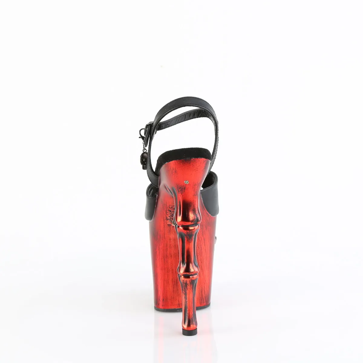 RAPTURE-809-LT  Black Faux Leather/Satin Red Chrome