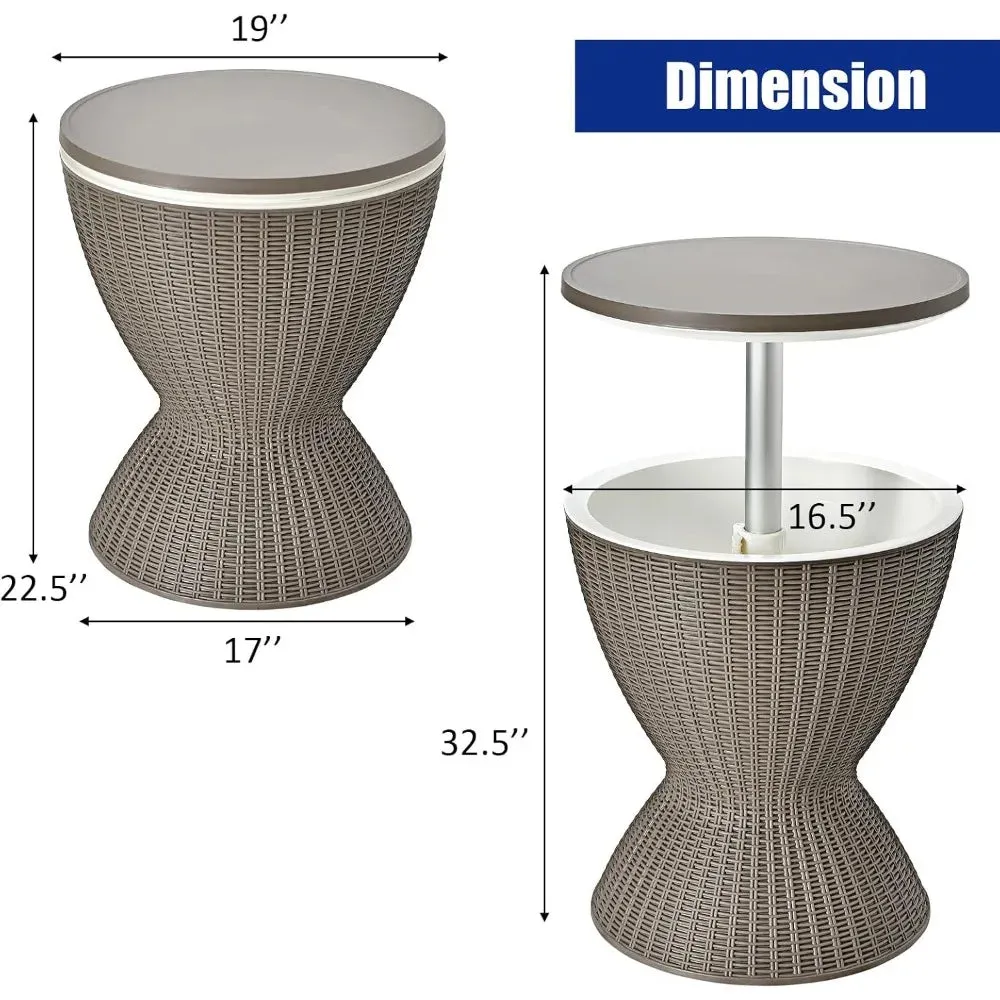 Rattan Patio Bar Cooler Table