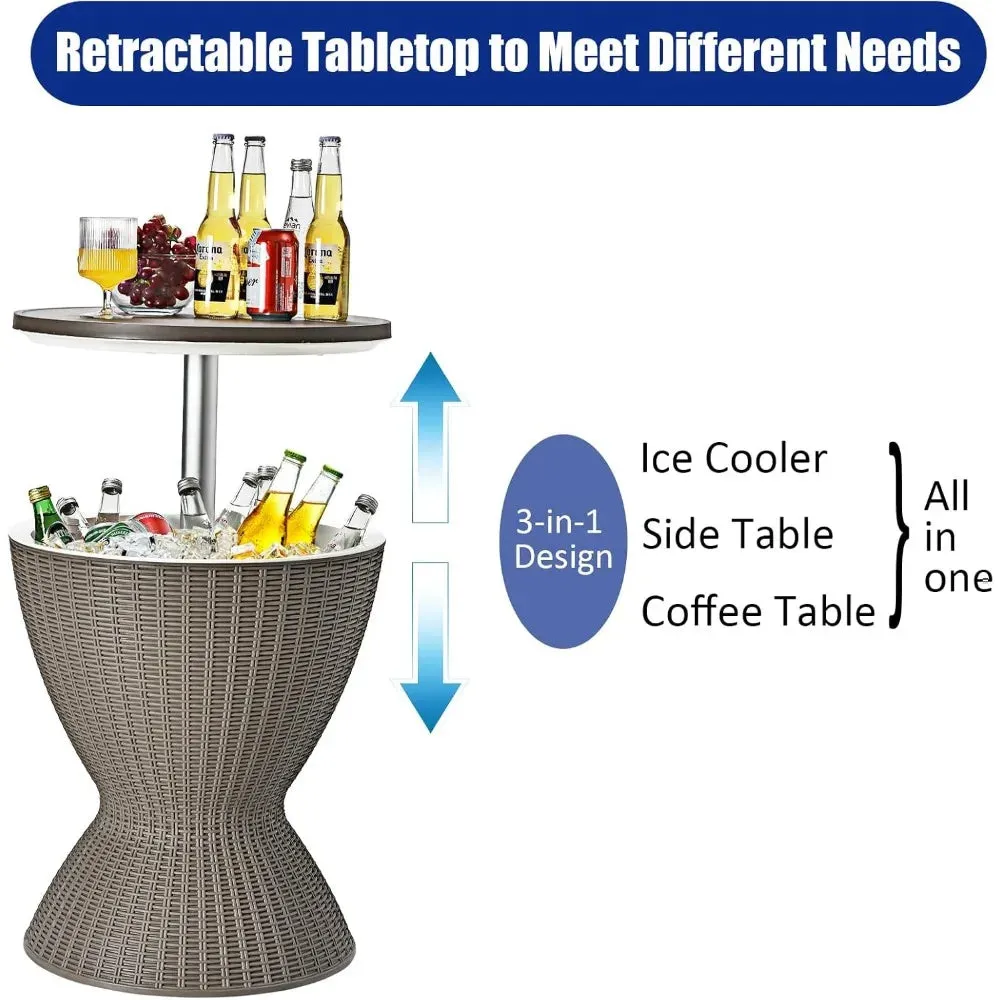 Rattan Patio Bar Cooler Table