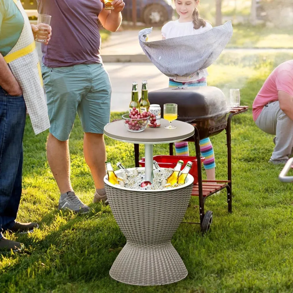 Rattan Patio Bar Cooler Table