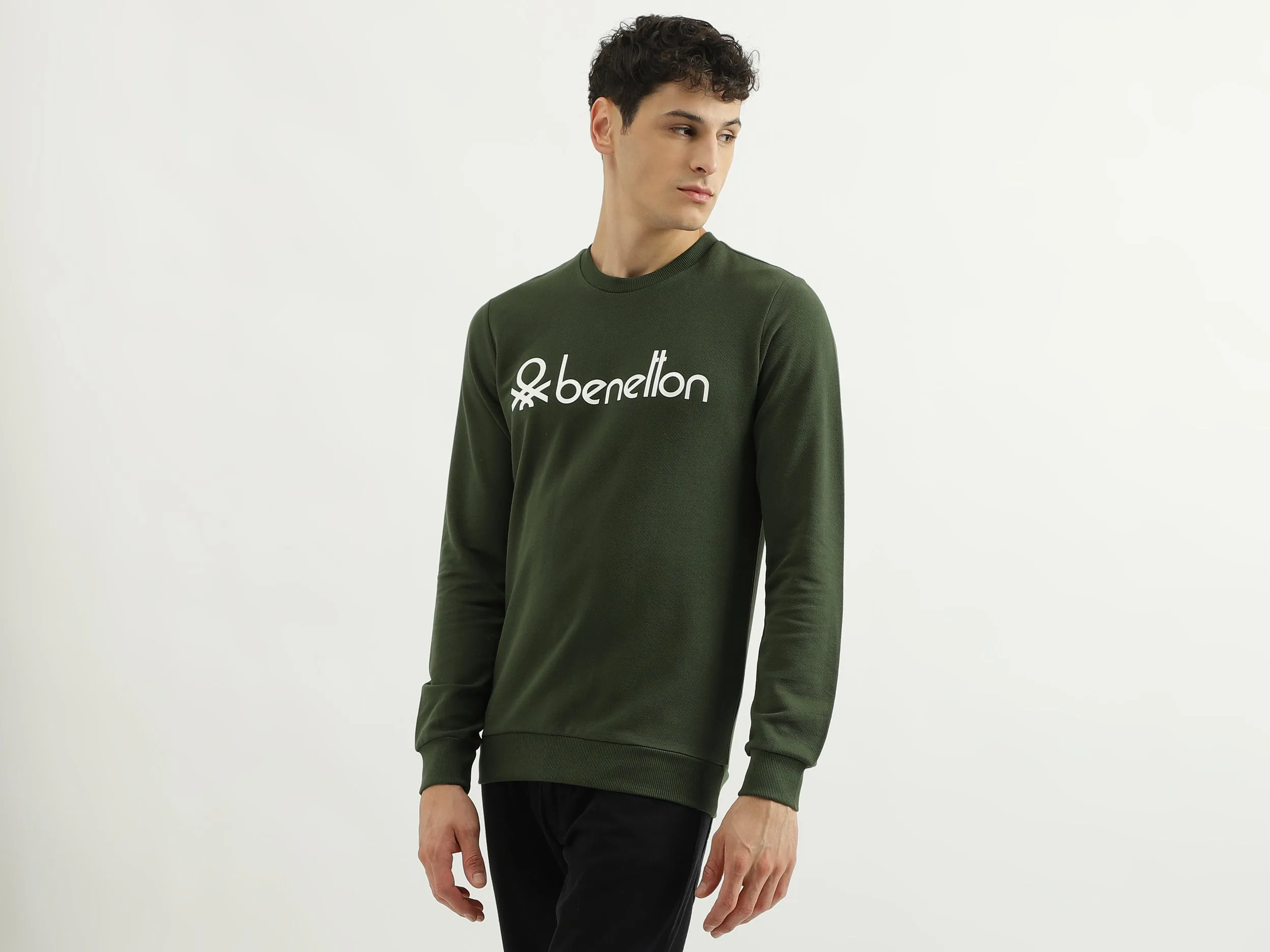Regular Fit Round Neck Basic Branded Sweatshirt