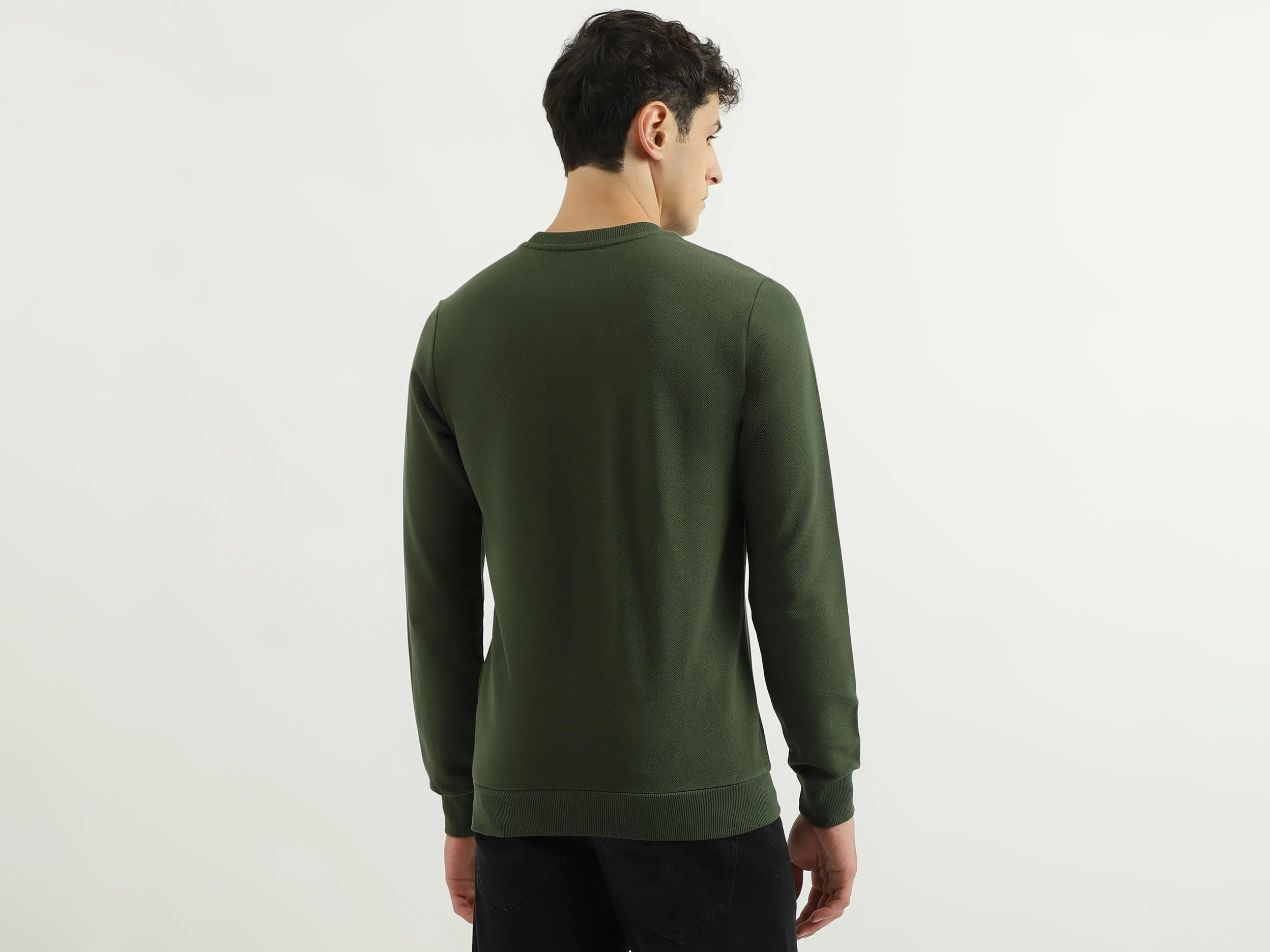 Regular Fit Round Neck Basic Branded Sweatshirt
