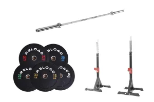 Reload Bumper Plate, Barbell & Squat Rack Package | 100kg