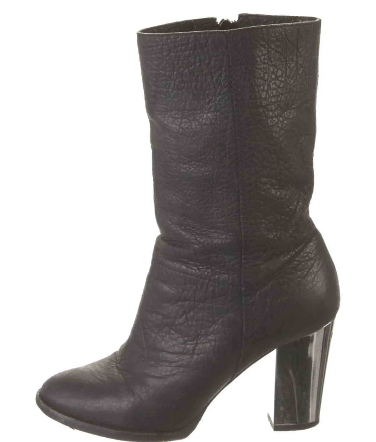 Resale Deals Black Jimmy Choo Music Silver-Heel Mid-Calf Boot Boots 7/7.5