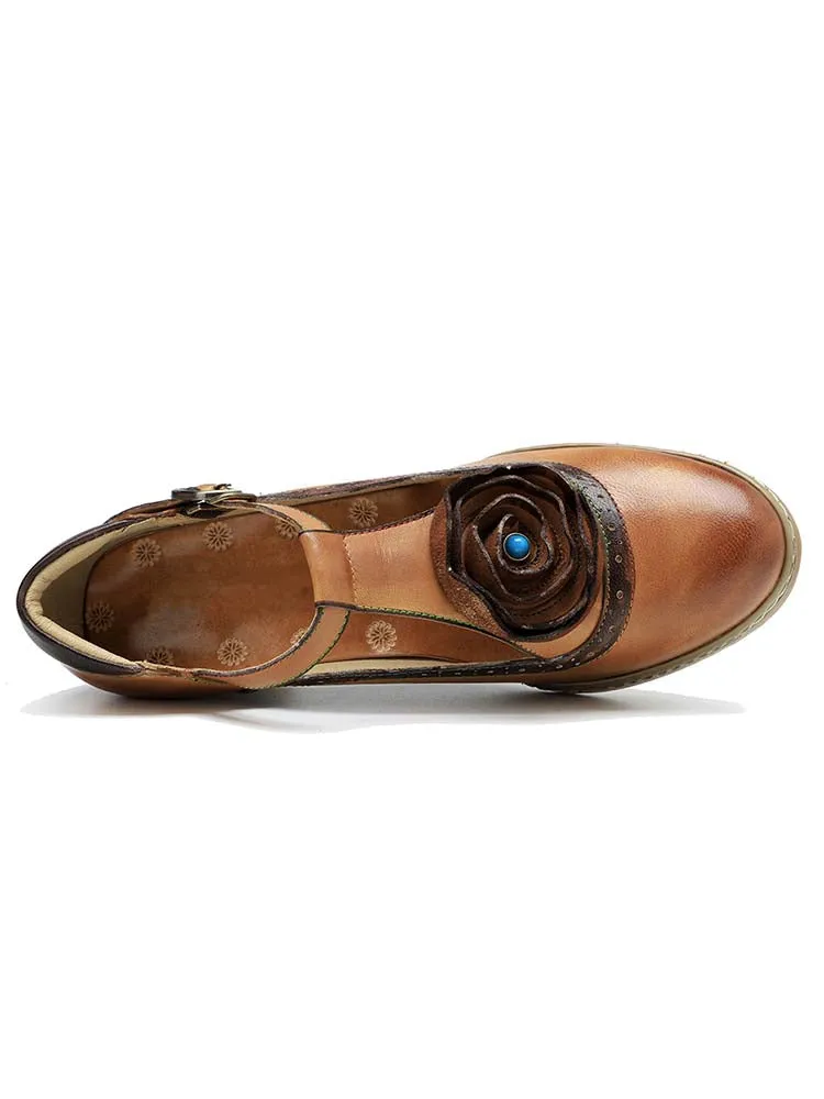 Retro Leather Grace Adjustable Belt Shoes