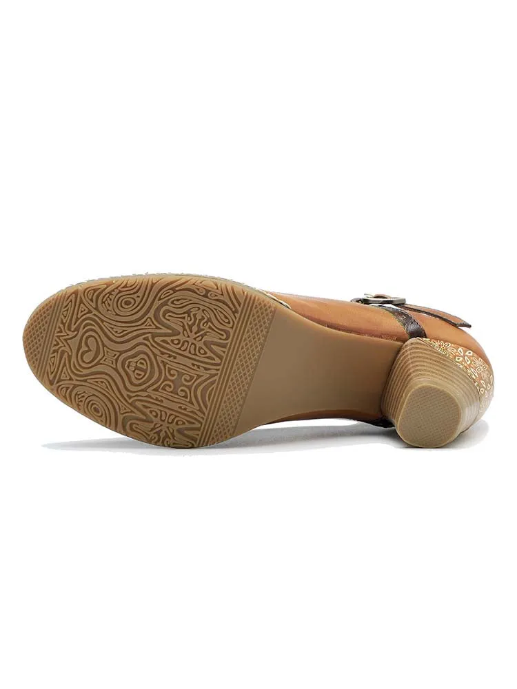 Retro Leather Grace Adjustable Belt Shoes