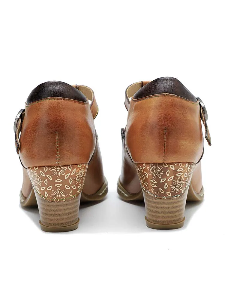 Retro Leather Grace Adjustable Belt Shoes