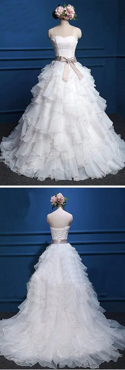 Roycebridal Fabulous Cute Chiffon Sweetheart Top Lace Wedding Dresses, Bridal Gown, MW109