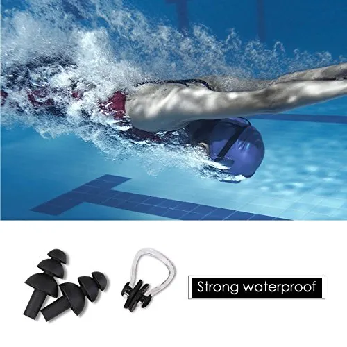 SADPAVISPO Unisex Combo of Silicone Swimming Cap, Goggles and Ear Plug, (Colour may Vary)