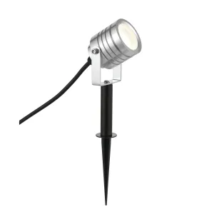 Saxby 78635 Luminatra spike silver IP65 4W Silver anodised & frosted pc 4W LED module (COB) Cool White