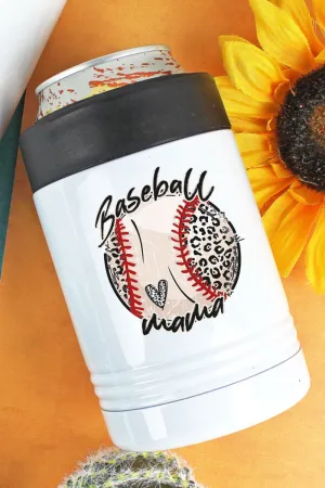 Script Leopard Baseball Mama Stainless Steel Hugger 12oz