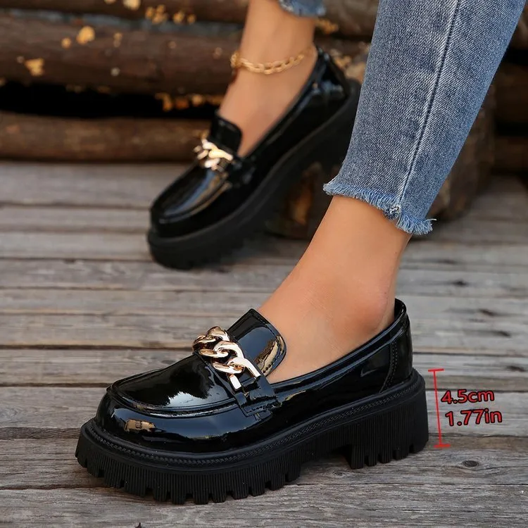 Shallow Mouth Round Head Slip-on Thick Bottom Shoes