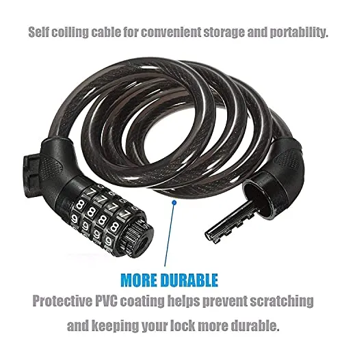 ShreNik Bicycle Password Number Chain Secure 4 Digit Fixed Numeric Number Cable Lock (Black)