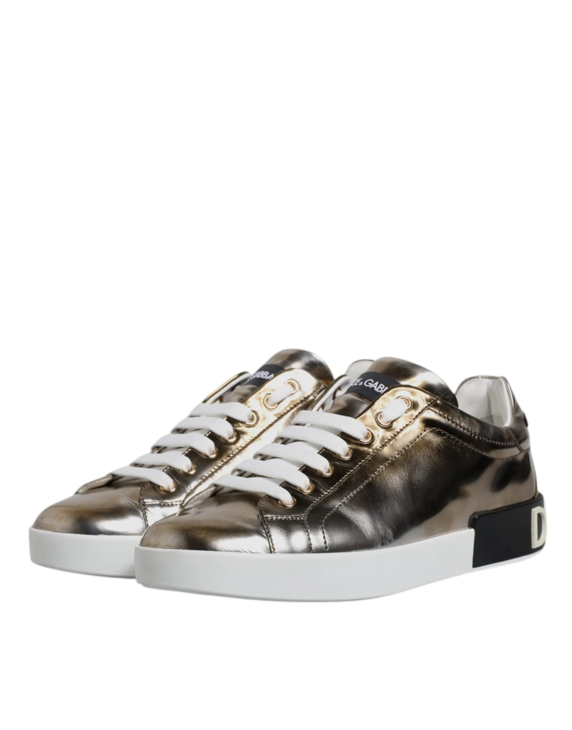 Silver Portofino Leather Sneakers Shoes