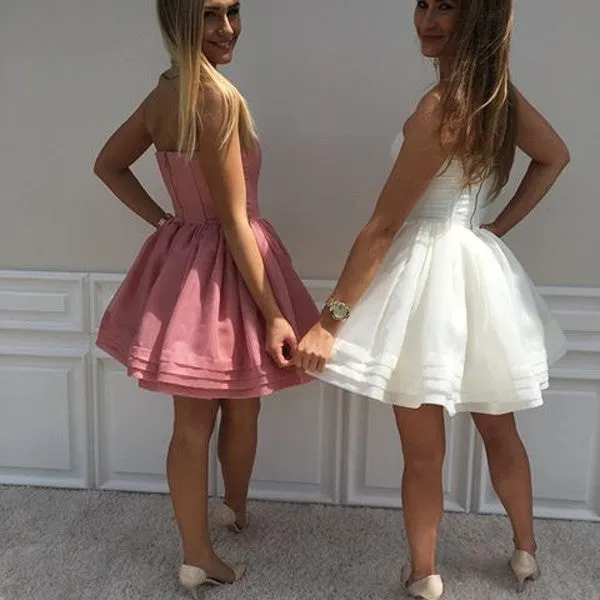Simple White Sweetheart Short Prom Dress,A Line Mid Back Cheap Homecoming Dress,Party Dress SH161