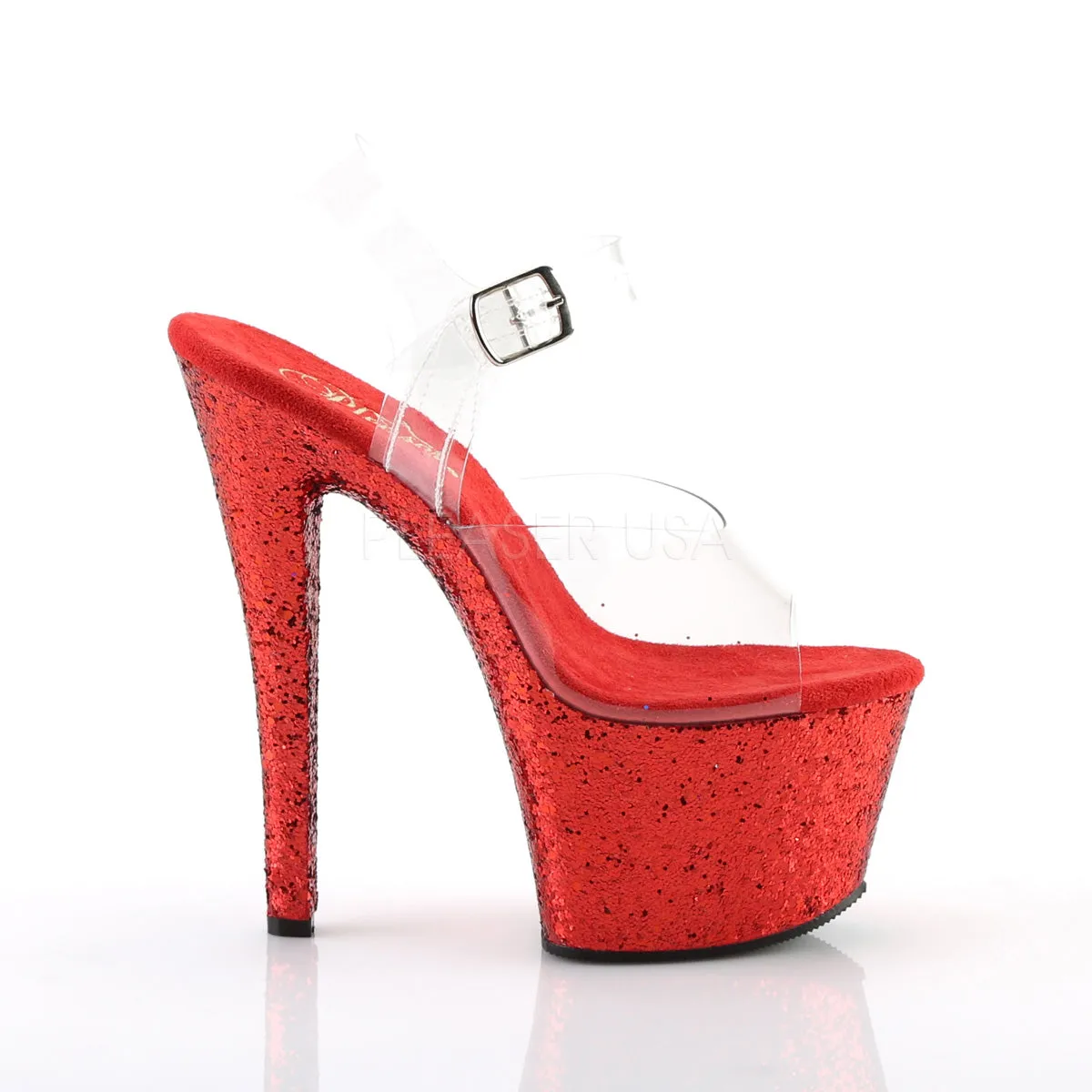 SKY-308LG  Clear/Red Glitter