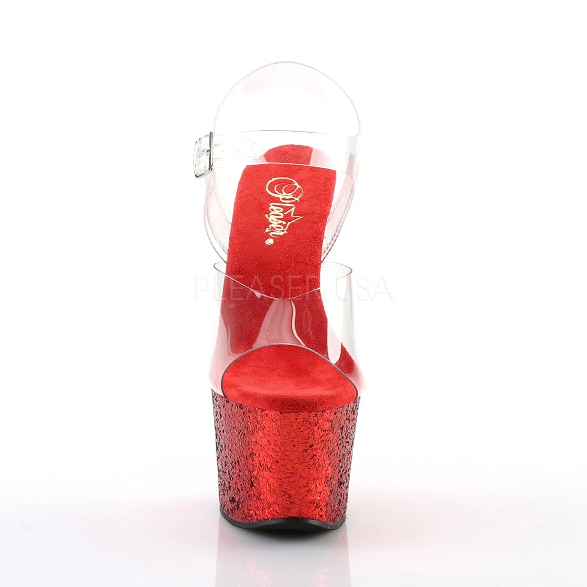 SKY-308LG  Clear/Red Glitter