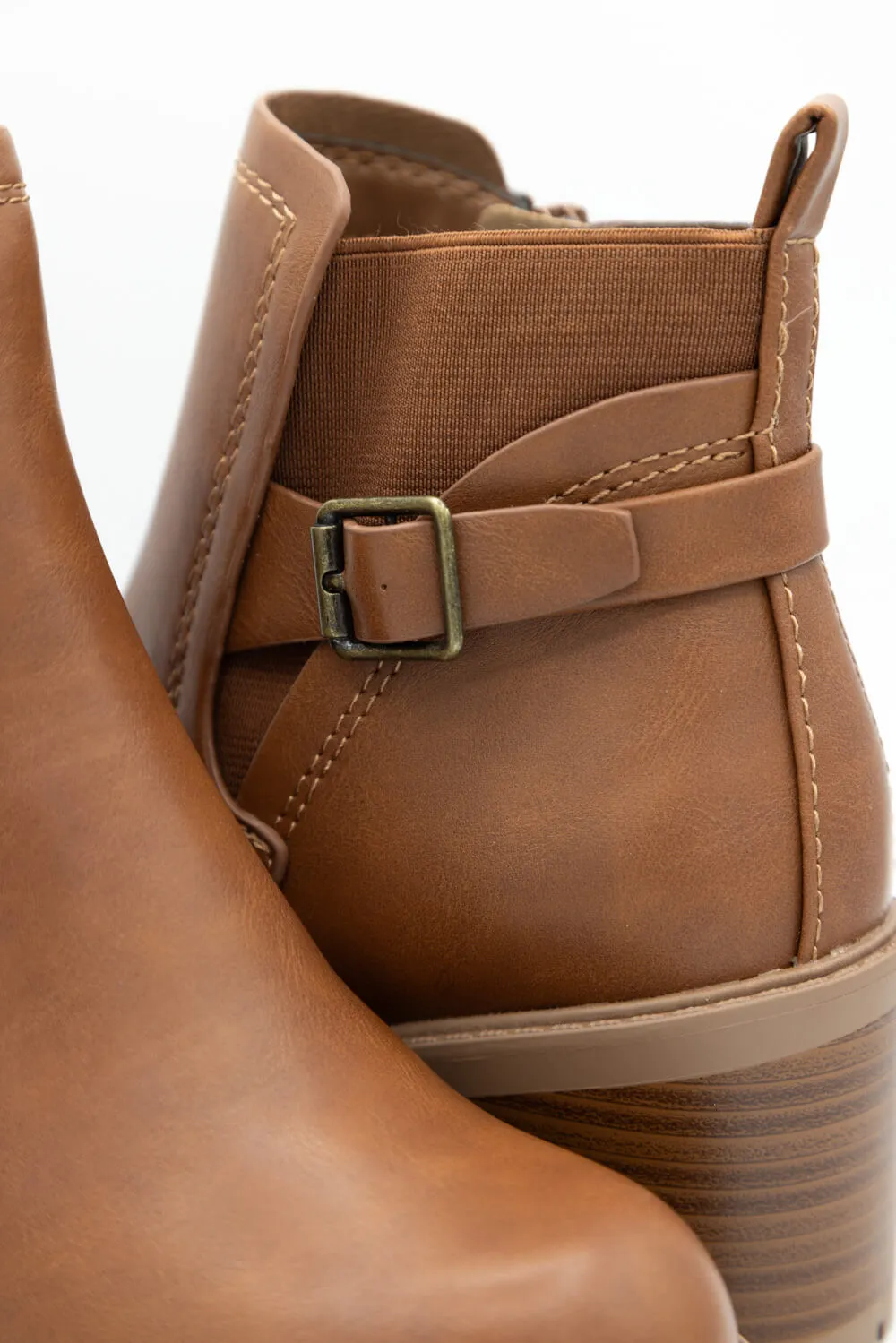 Soda Puggle Lug Booties for Women in Cognac | PUGGLE-S COGNAC