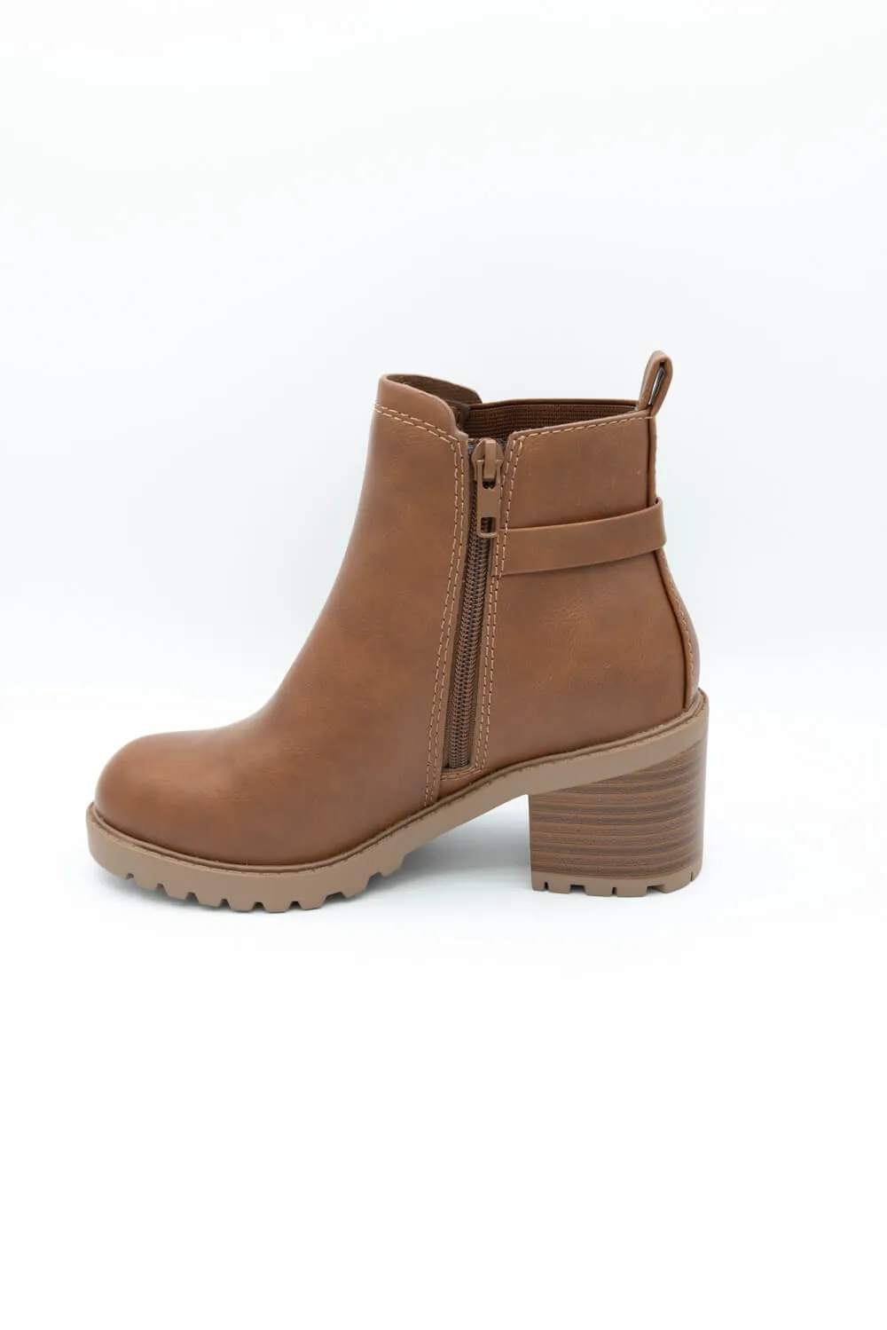 Soda Puggle Lug Booties for Women in Cognac | PUGGLE-S COGNAC