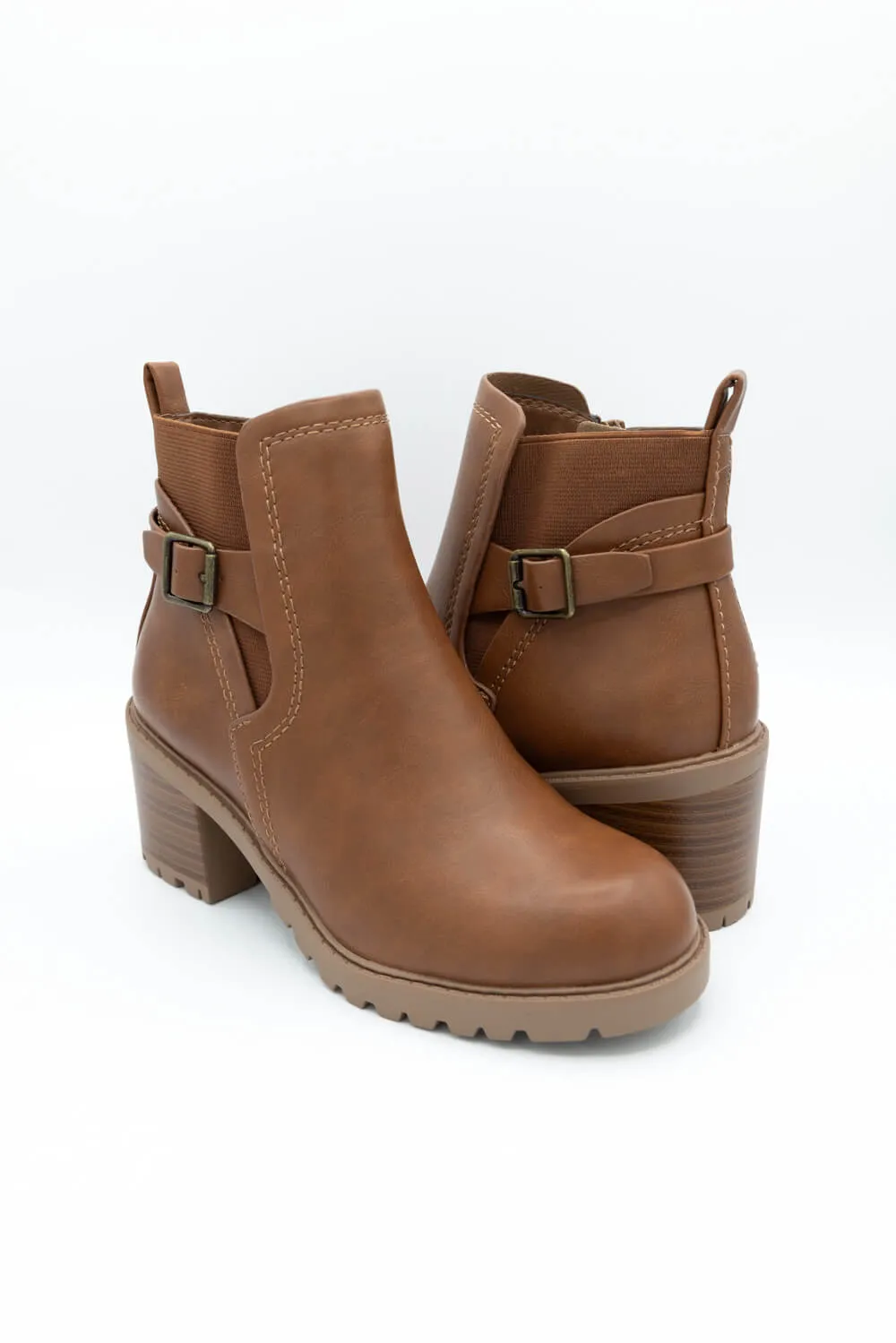 Soda Puggle Lug Booties for Women in Cognac | PUGGLE-S COGNAC