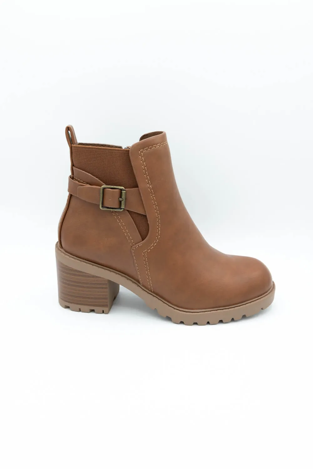 Soda Puggle Lug Booties for Women in Cognac | PUGGLE-S COGNAC