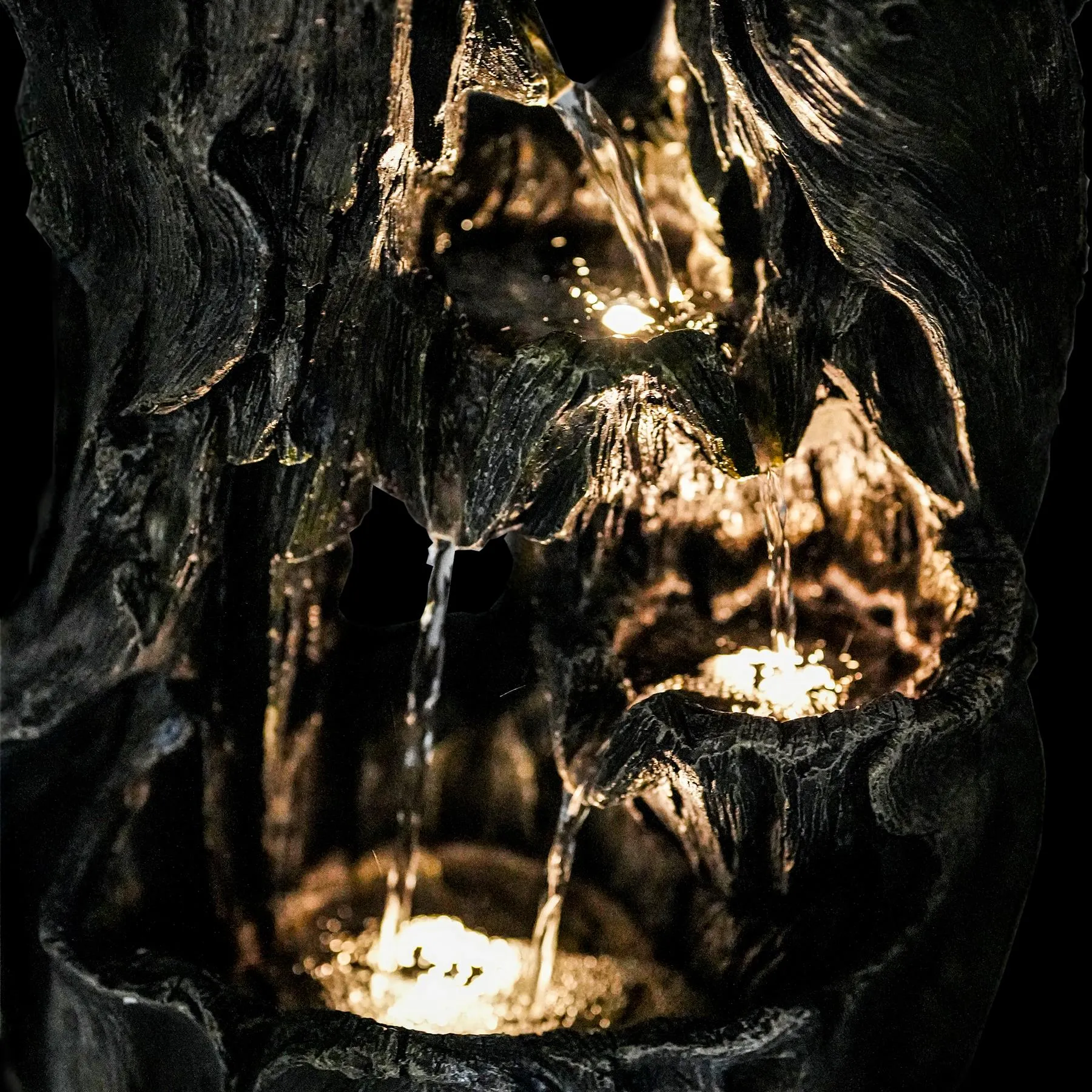 Solar Tree Log Fountain