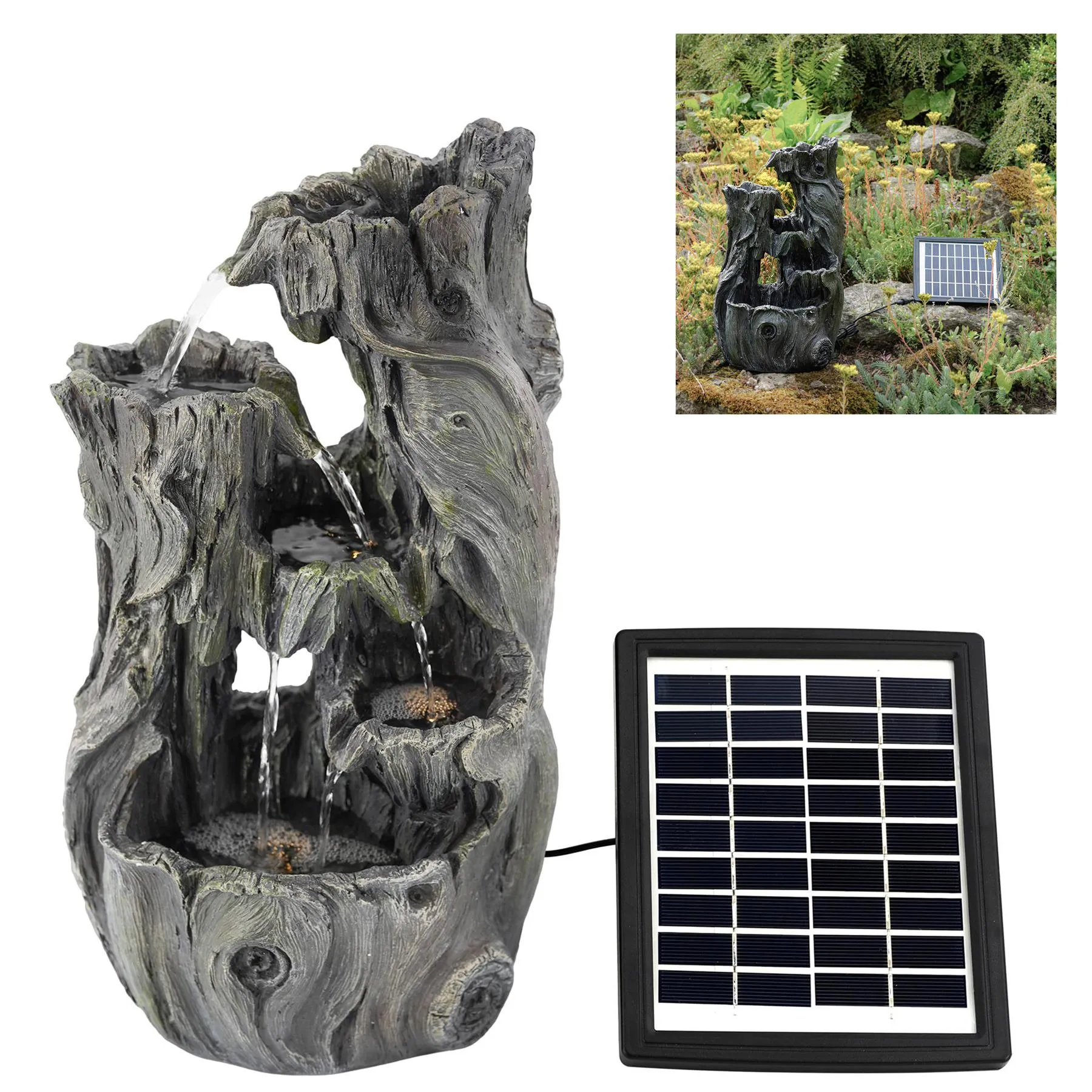 Solar Tree Log Fountain