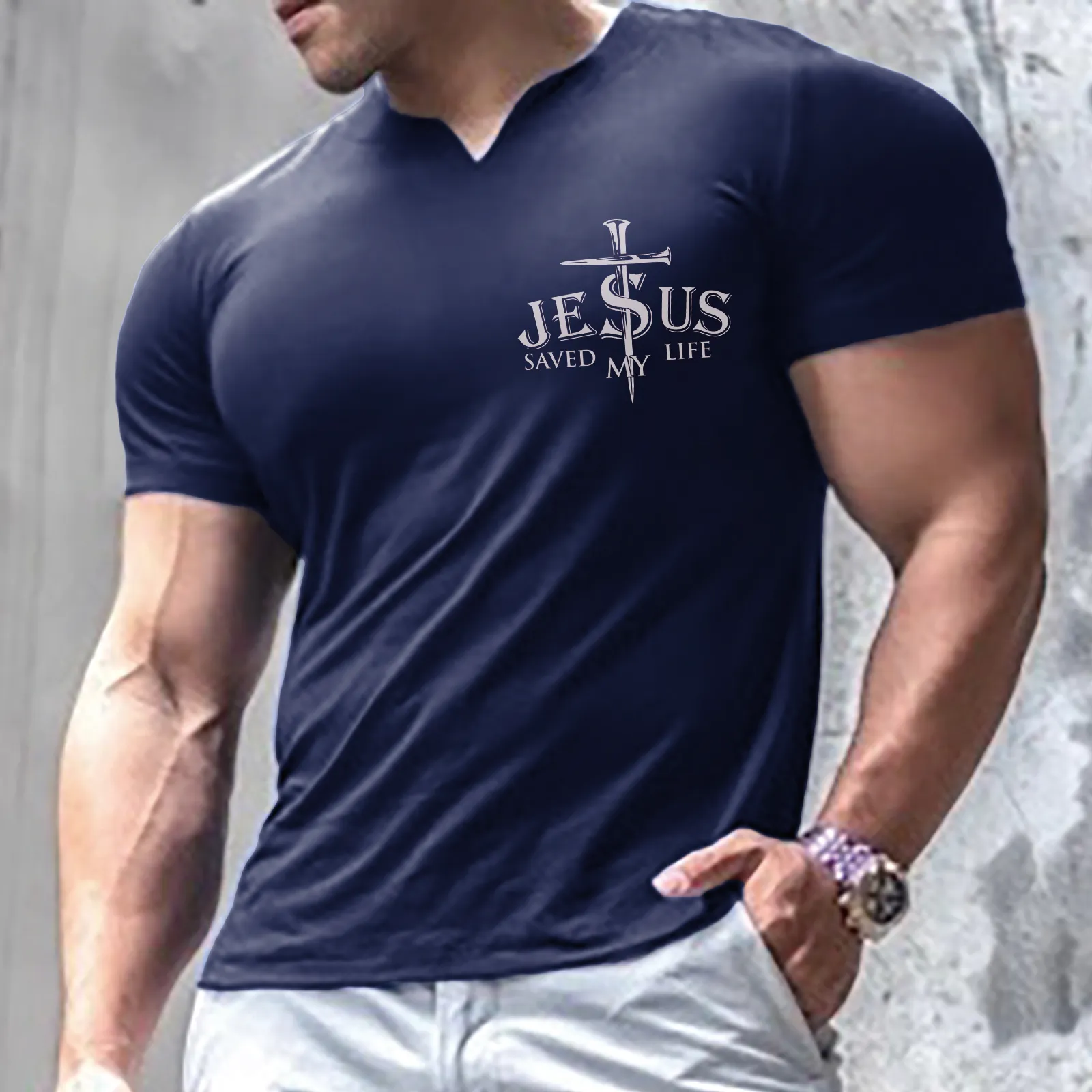 SPORT JESUS V-NECK GRAPHIC TEE