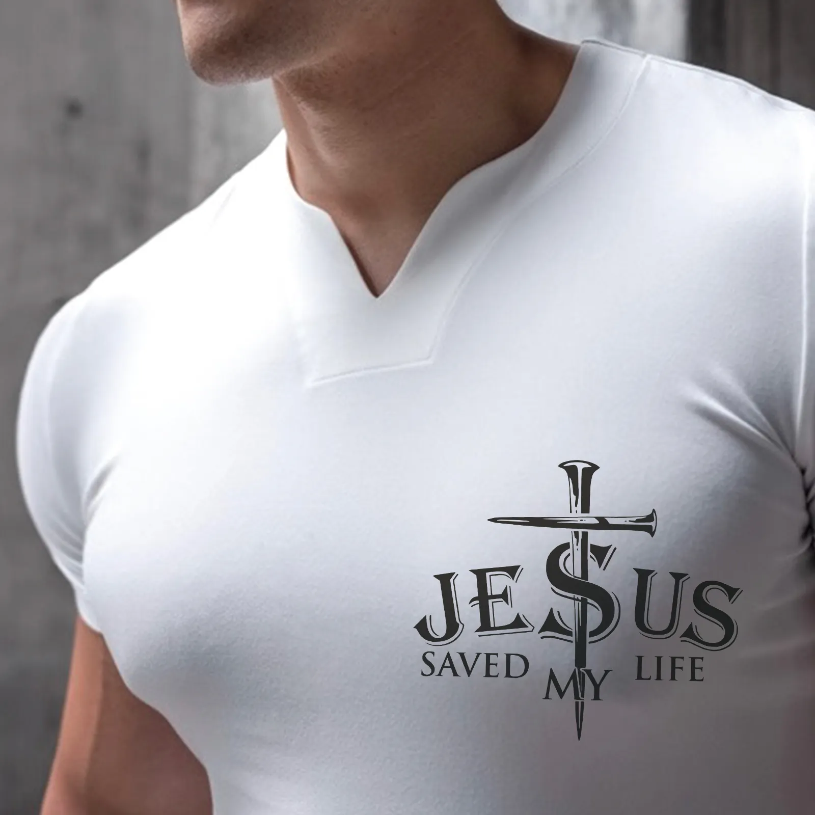 SPORT JESUS V-NECK GRAPHIC TEE