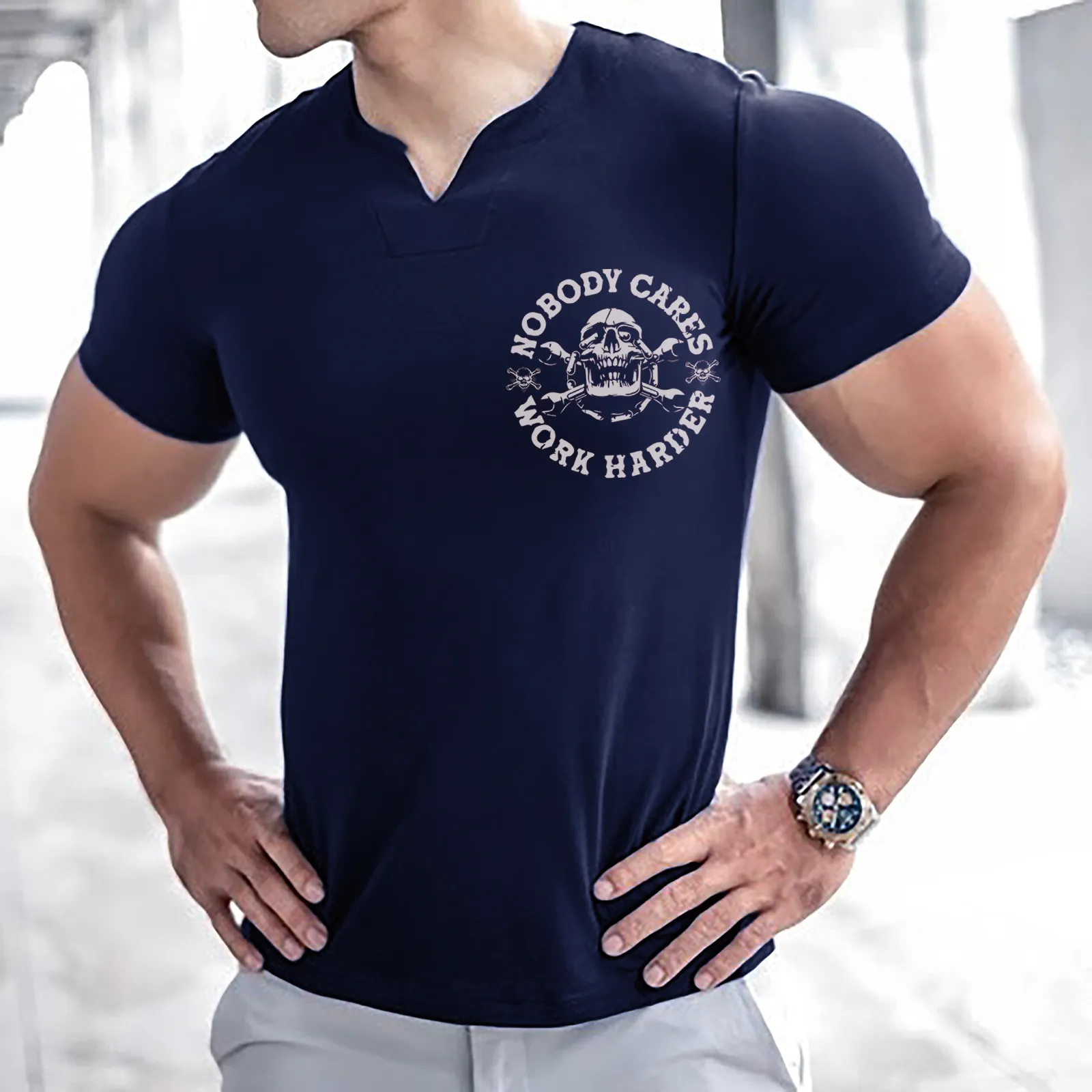 SPORT NOBODY V-NECK GRAPHIC TEE
