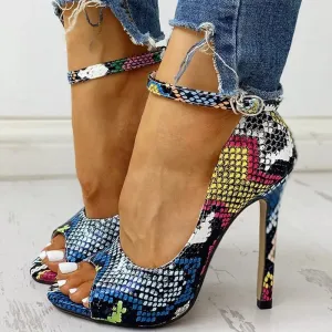 Stylish Stiletto Heel Snake Women's Shoes with Herringbone Toe for Women Size 34-43