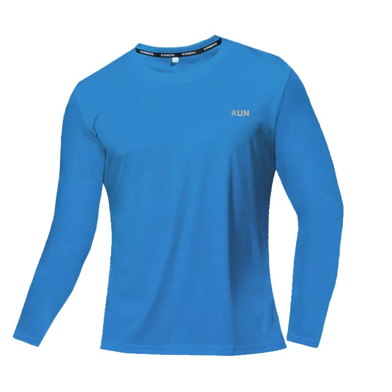 Summer Ice Silk Long Sleeve T-Shirt Men New Quick Dry Breathable Air Conditioning Outdoor Sun Protection Running