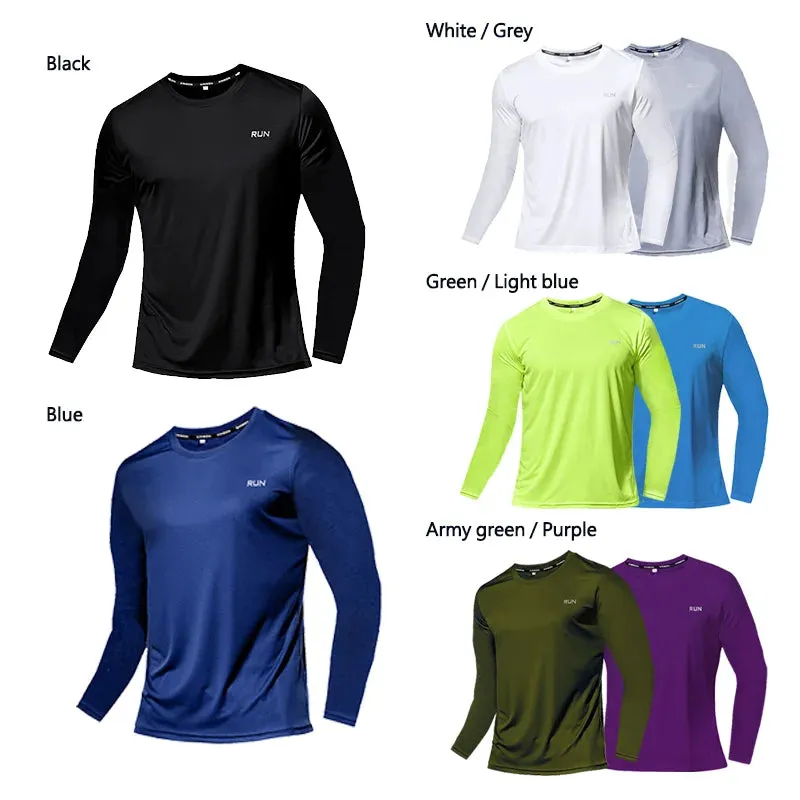 Summer Ice Silk Long Sleeve T-Shirt Men New Quick Dry Breathable Air Conditioning Outdoor Sun Protection Running