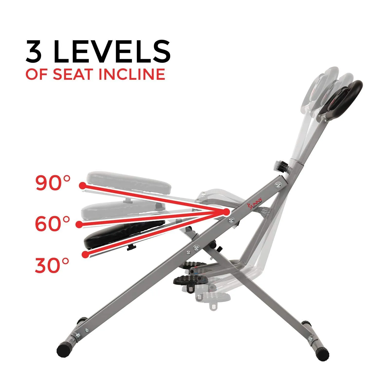 Sunny Health and Fitness Upright Squat Assist Row-N-Ride Trainer Bundle with 7-Piece Fitness Kit, Sports Zippered Waist Bag and Workout Cooling Towel