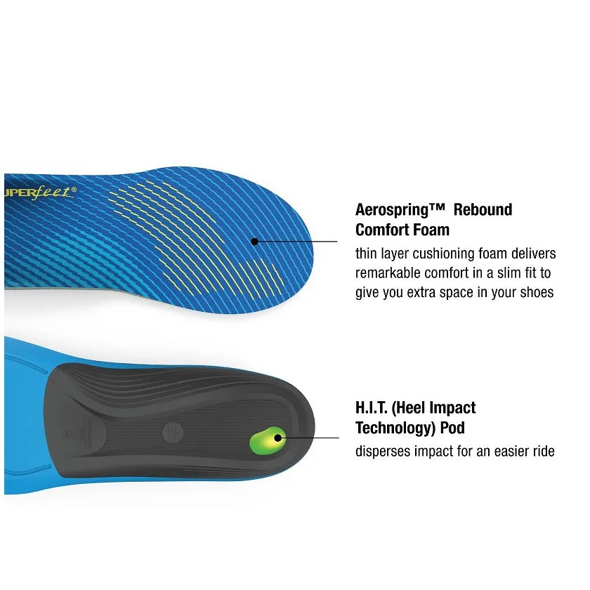 Superfeet Run Comfort Thin Insoles - For Slim-Fitting Sports Shoes