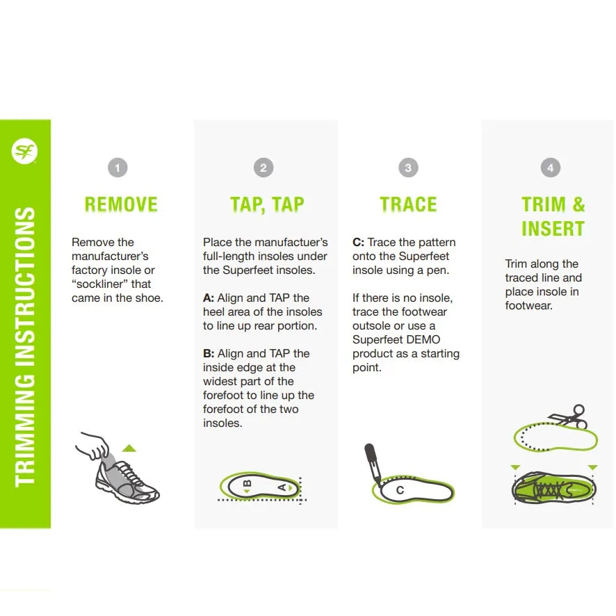Superfeet Run Comfort Thin Insoles - For Slim-Fitting Sports Shoes